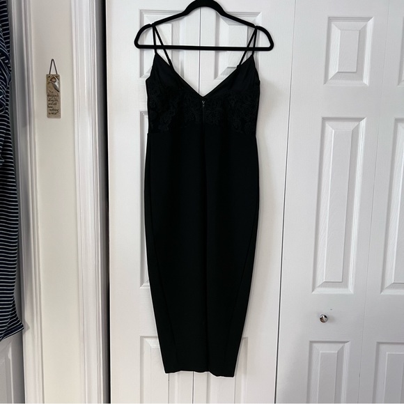 Black Midi Dress with Front Slit - Picture 7 of 12